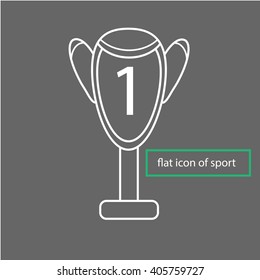 Flat icon of sport cup winner on gray background