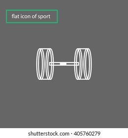 Flat icon of sport dumbbell on gray background