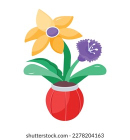 Flat icon of a spring plant pot 