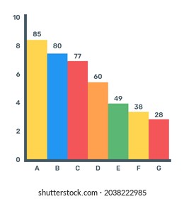 A Flat Icon Of Stacked Bar Graph 