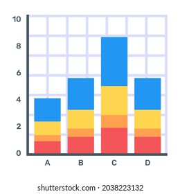 A Flat Icon Of Stacked Bar Graph 