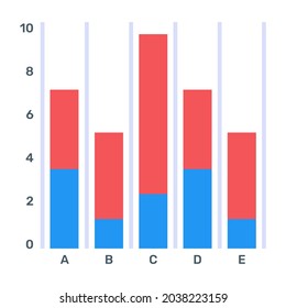 A Flat Icon Of Stacked Bar Graph 