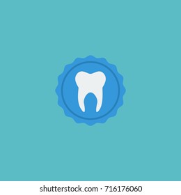 Flat Icon Stamp Element. Vector Illustration Of Flat Icon Tooth Seal Isolated On Clean Background. Can Be Used As Tooth, Seal And Stamp Symbols.