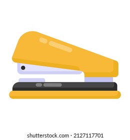 Un icono plano de grapadora, suministros de oficina 

