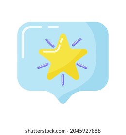 Notificación de estrella de icono plano aislada en fondo blanco.