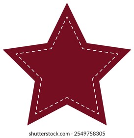 Flat icon of star shapes with dotted stitches isolated on white background.