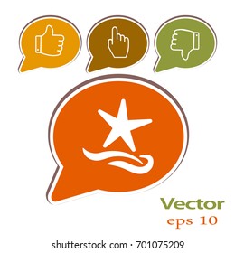 Flat icon. Starfish and sea. Waves. Recreation .