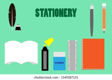 flat icon of Stationery tools 