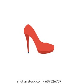 Flat Icon Stiletto Element. Vector Illustration Of Flat Icon Heeled Shoe Isolated On Clean Background. Can Be Used As Stiletto, Heeled And Shoe Symbols.