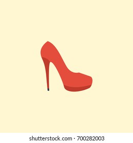 Flat Icon Stiletto Element. Vector Illustration Of Flat Icon Heeled Shoe Isolated On Clean Background. Can Be Used As Stiletto, Heeled And Shoe Symbols.