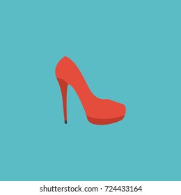 Flat Icon Stiletto Element. Vector Illustration Of Flat Icon Heeled Shoe Isolated On Clean Background. 