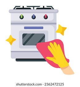 Flat icon of stove cleaning 