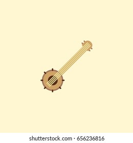 Flat Icon String Instrument Element. Vector Illustration Of Flat Icon Banjo Isolated On Clean Background. Can Be Used As Banjo, String And Instrument Symbols.