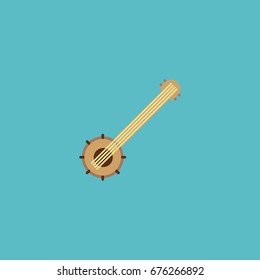 Flat Icon String Instrument Element. Vector Illustration Of Flat Icon Banjo Isolated On Clean Background. Can Be Used As Banjo, String And Instrument Symbols.