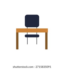 Icono plano de un escritorio de estudiante que representa los muebles del aula, el espacio de estudio y el entorno de aprendizaje de la escuela. Ideal para App de la educación, Sitios web, diseño de interfaz de usuario y visuales académicos.