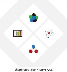Flat Icon Study Set Of Nuclear, Diagram, Orbit And Other Vector Objects. Also Includes Molecule, Nuclear, Water Elements.