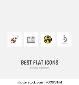 Flat Icon Study Set Of Spaceship, Lecture, Irradiation And Other Vector Objects. Also Includes Spaceship, Optical, Lecture Elements.