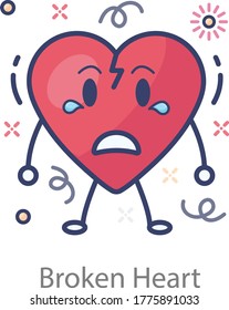 Flat icon style of broken heart style, body organ 