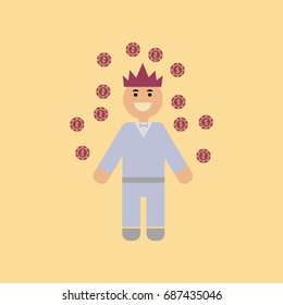 flat icon stylish background poker man player