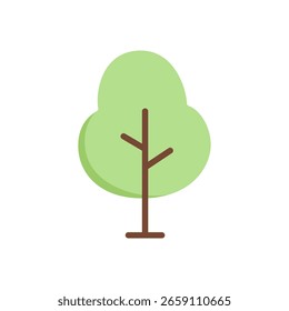 Flaches Symbol eines stilisierten grünen Baumes. Geeignet für Landschafts-Apps, Naturszenen und pädagogische Nutzung.