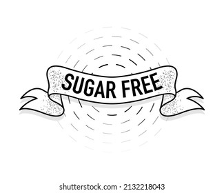 Flat icon with sugar free ribbon. Organic signs. Vector illustration