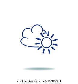 Flat icon. The sun and cloud.