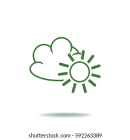Flat icon. The sun and cloud.