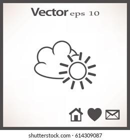 Flat icon. The sun and cloud.