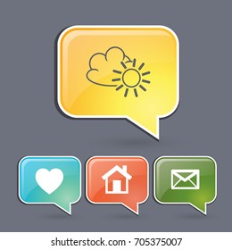 Flat icon. The sun and cloud.