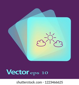 Flat icon. Sun and clouds.