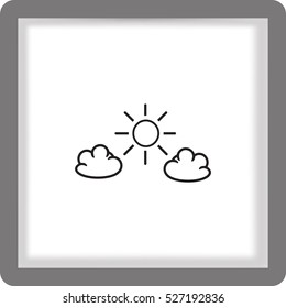 Flat icon. Sun and clouds.