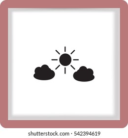 Flat icon. Sun and clouds.