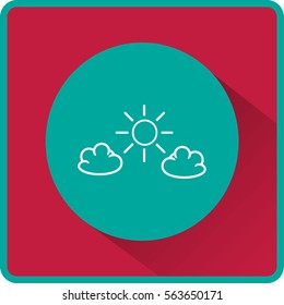 Flat icon. Sun and clouds.