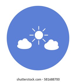 Flat icon. Sun and clouds.