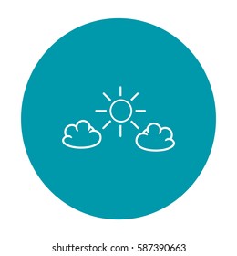 Flat icon. Sun and clouds.