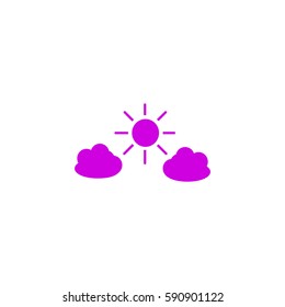 Flat icon. Sun and clouds.