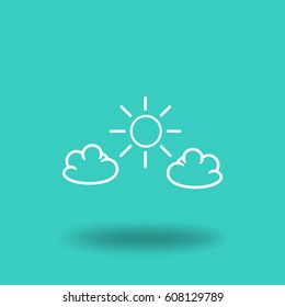 Flat icon. Sun and clouds.