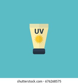 Flat Icon Sunscreen Element. Vector Illustration Of Flat Icon Anti-Sun Cream Isolated On Clean Background. Can Be Used As Sun, Cream And Sunscreen Symbols.