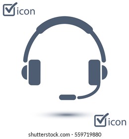 Flat icon of support. Sign the call center. Contact technical support. Call and we will reply to you.