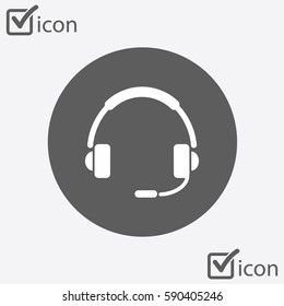 Flat icon of support. Sign the call center. Contact technical support. Call and we will reply to you.