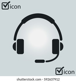 Flat icon of support. Sign the call center. Contact technical support. Call and we will reply to you.