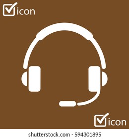 Flat icon of support. Sign the call center. Contact technical support. Call and we will reply to you.