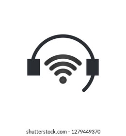 Flat icon of support with wifi signal. Sign the call center. Contact technical symbol. Call tech. vector illustration isolated on white
