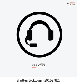 Flat icon of support.call center concept.heasset icon.vector illustration.