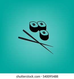 Icono plano. Rollos de sushi.
