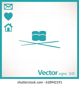 Flat icon. Sushi rolls.