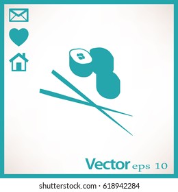 Flat icon. Sushi rolls.