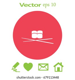 Flat icon. Sushi rolls.