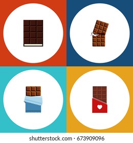 Flat Icon Sweet Set Of Bitter, Chocolate, Dessert And Other Vector Objects. Also Includes Bitter, Chocolate, Shaped Elements.