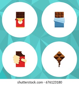 Flat Icon Sweet Set Of Chocolate Bar, Shaped Box, Delicious And Other Vector Objects. Also Includes Shaped, Box, Chocolate Elements.